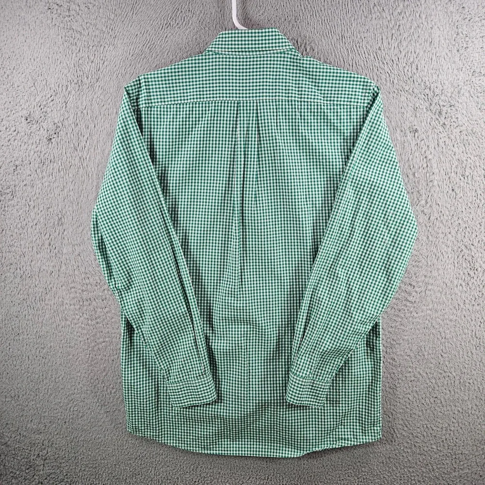 Vineyard Vines Whale Shirt Boys XL Green Gingham Check Button Down Long Sleeve
